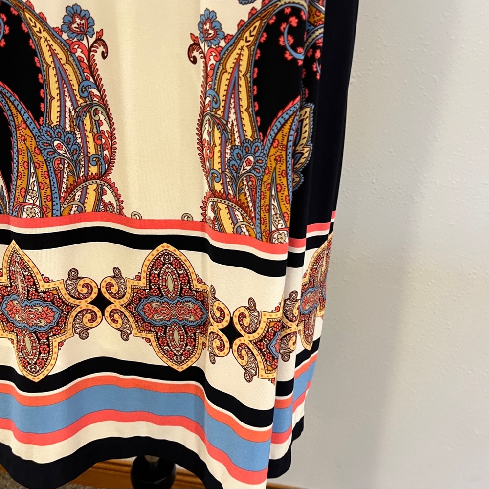 Roz & Ali‎ Elegant Multicolor sleeveless stretchy Paisley mini Dress size 14 - Picture 5 of 12